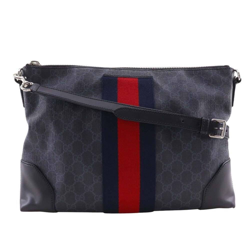 GUCCI Black Canvas Messenger Shoulder Bag